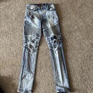 Panyc Jeans Youth Size 14 Flex Biker Type Pants Blue‎
